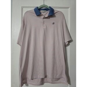 Peach State Pride Polo Shirt Size XL Blue Peach Striped Golf Performance Stretch